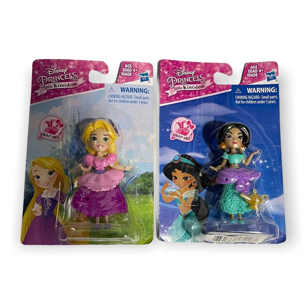 Disney princess little kingdom snap ins Rapunzel DOLL & Jazmine Aladdin New
